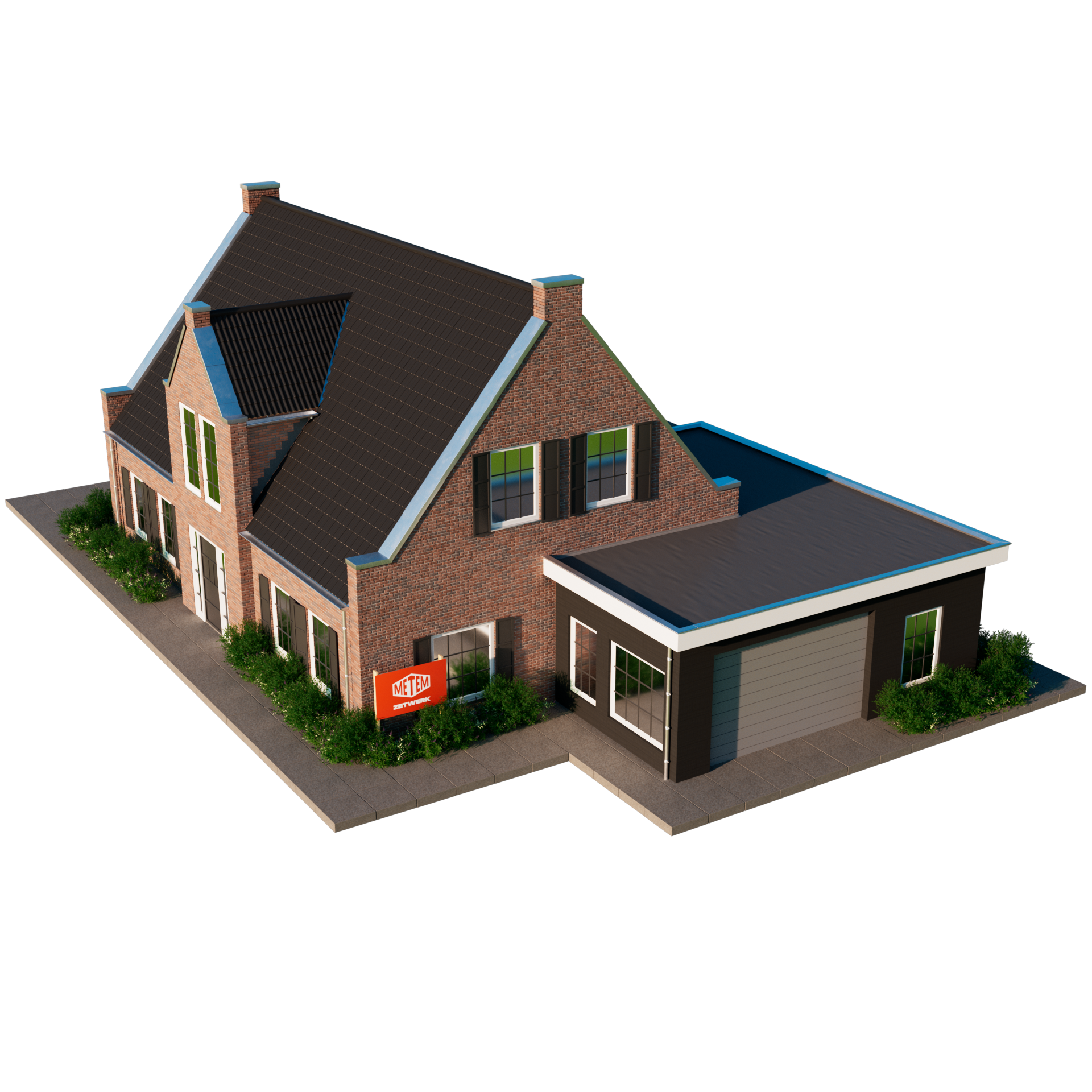 Metem assortiment 3D huis met dakcomponenten
